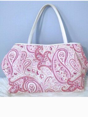 Etro pink paisley cloth tote shoulder bag EUC